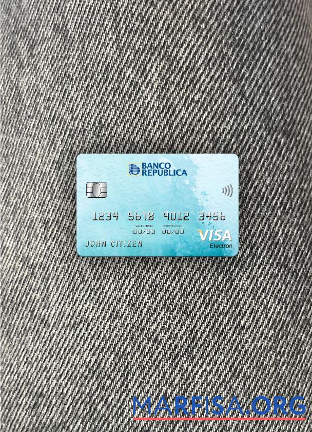 Downloadable Uruguay Banco De La Republica Oriental Del Uruguay bank visa electron card photolook front real example